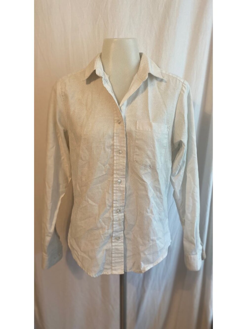 M.B. Cotton Blend Long Sleeve Button Front Shirt